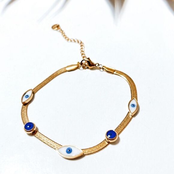 Gold evil eye bracelet #1029 - Picture 3 of 3